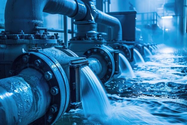 A Closeup View Of A Pipe With Water Flowing Out Suitable For Use In Illustrations About Plumbing Infrastructure Or Environmental Issues Premium AI Generated Image